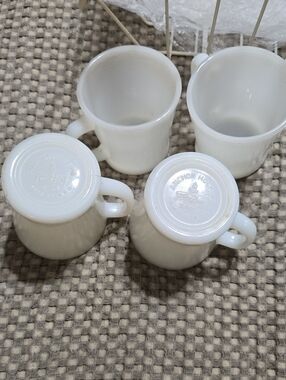 Fire King, Anchor Hocking White Milk Glass Coffee Mugs - Set of 4